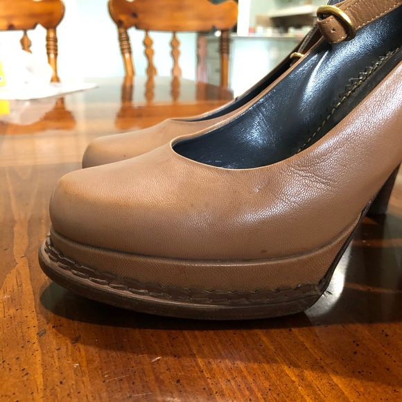 Yves Saint Laurent Brown Leather Heels w/ Strap - Picture 5 of 16